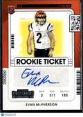 Evan McPherson 2021 Contenders Auto Autograph RC Rookie Cincinnati Bengals