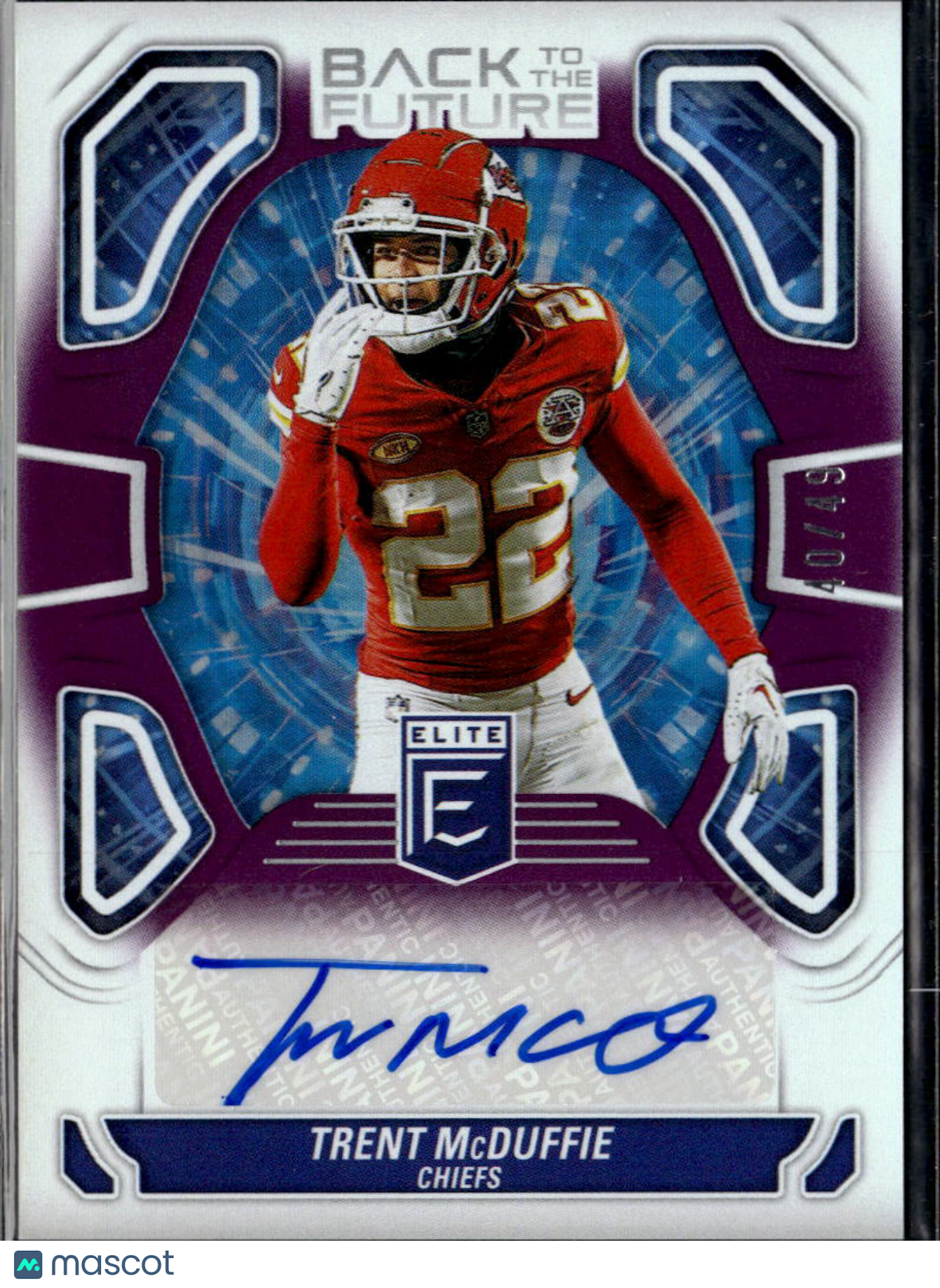 Trent McDuffie 2024 Elite Back to the Future Auto Autograph 40/49 KC Chiefs