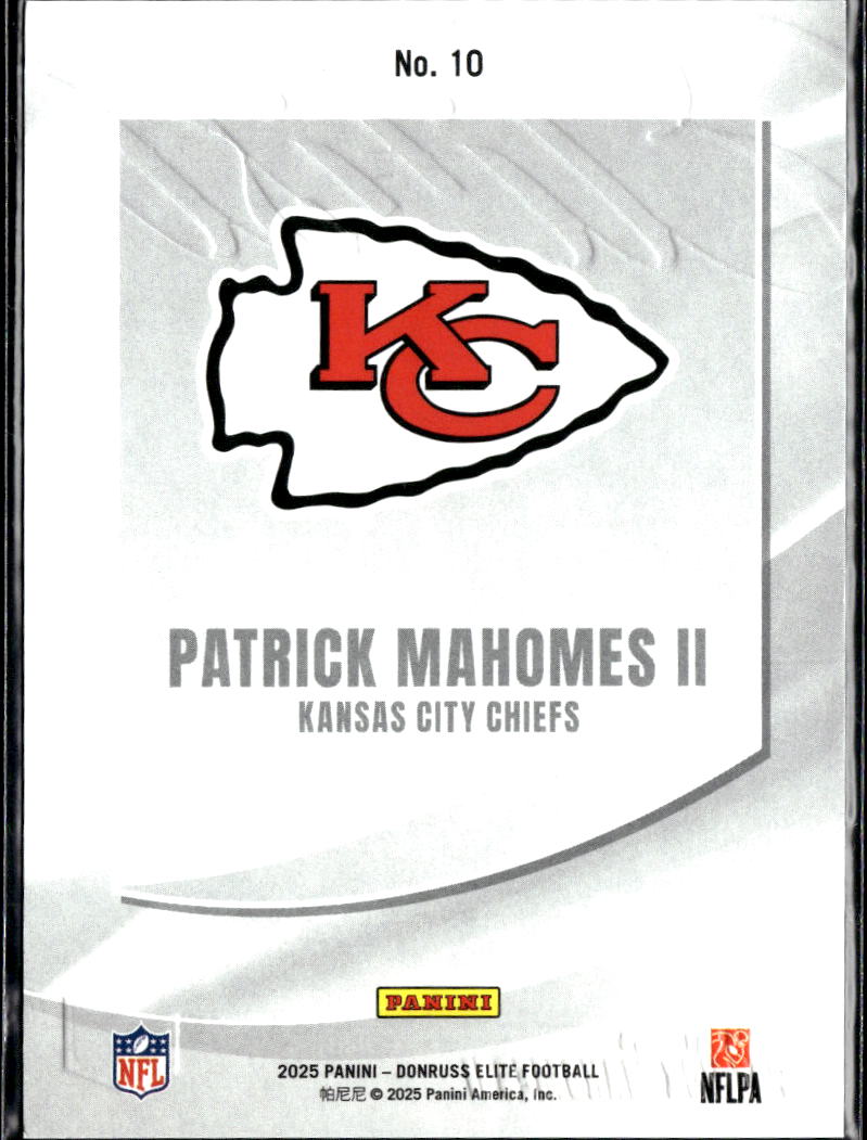 Patrick Mahomes II 2025 Elite Elitist Insert 422/799 Kansas City Chiefs