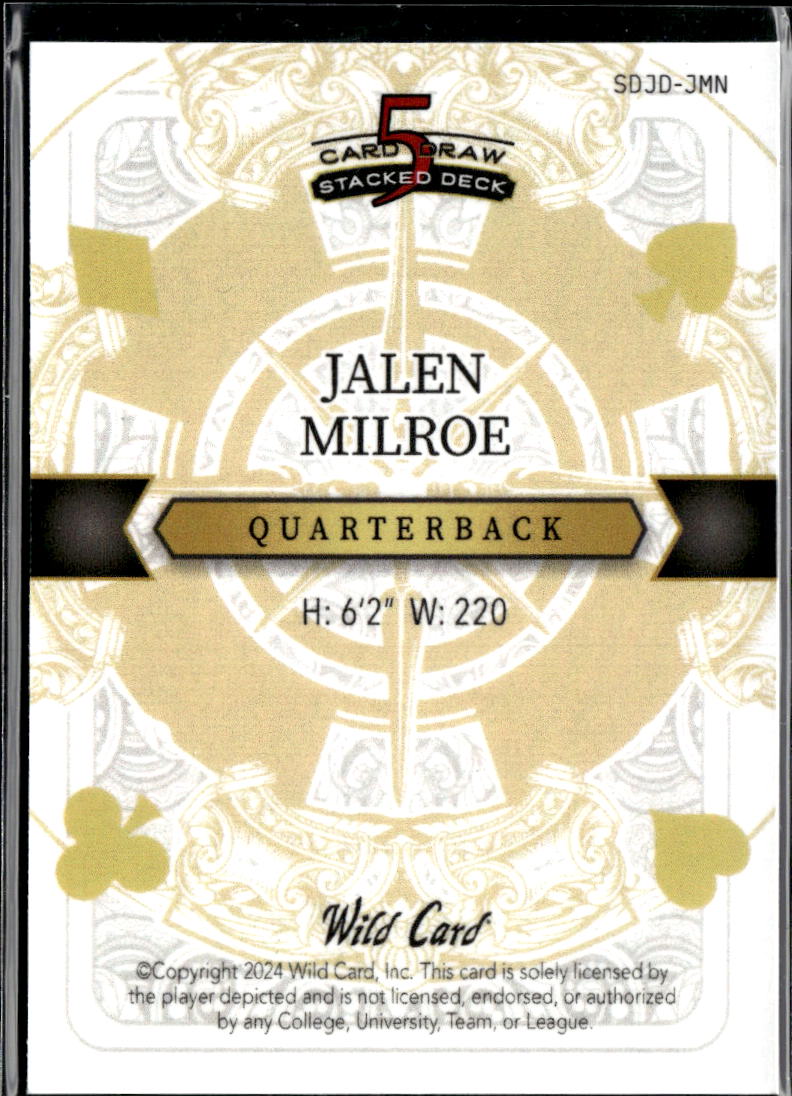 Jalen Milroe 2024 Wild Card 5 Card Rookie RC 3/3 Alabama Crimson Tide