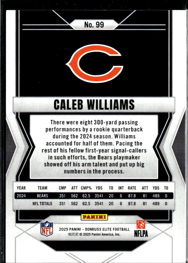 Caleb Williams 2025 Donruss Elite Aspirations Red 132/999 Chicago Bears