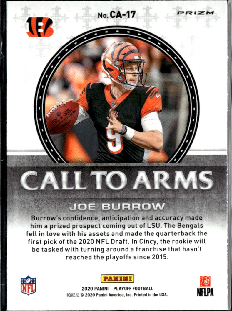 Joe Burrow 2020 Playoff Call to Arms Red Prizm Rookie RC Cincinnati Bengals