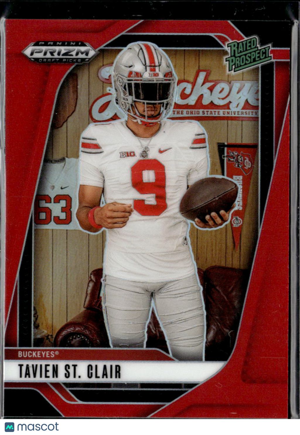 Tavien St. Clair 2025 Prizm Draft Picks Red Prizm Rookie 101/399 Ohio State