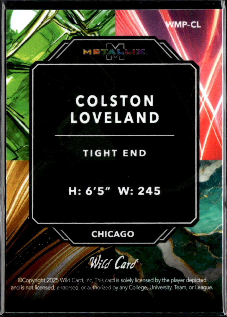 Colston Loveland 2025 Wild Card Metallix Rookie RC 2/3 Michigan Wolverines