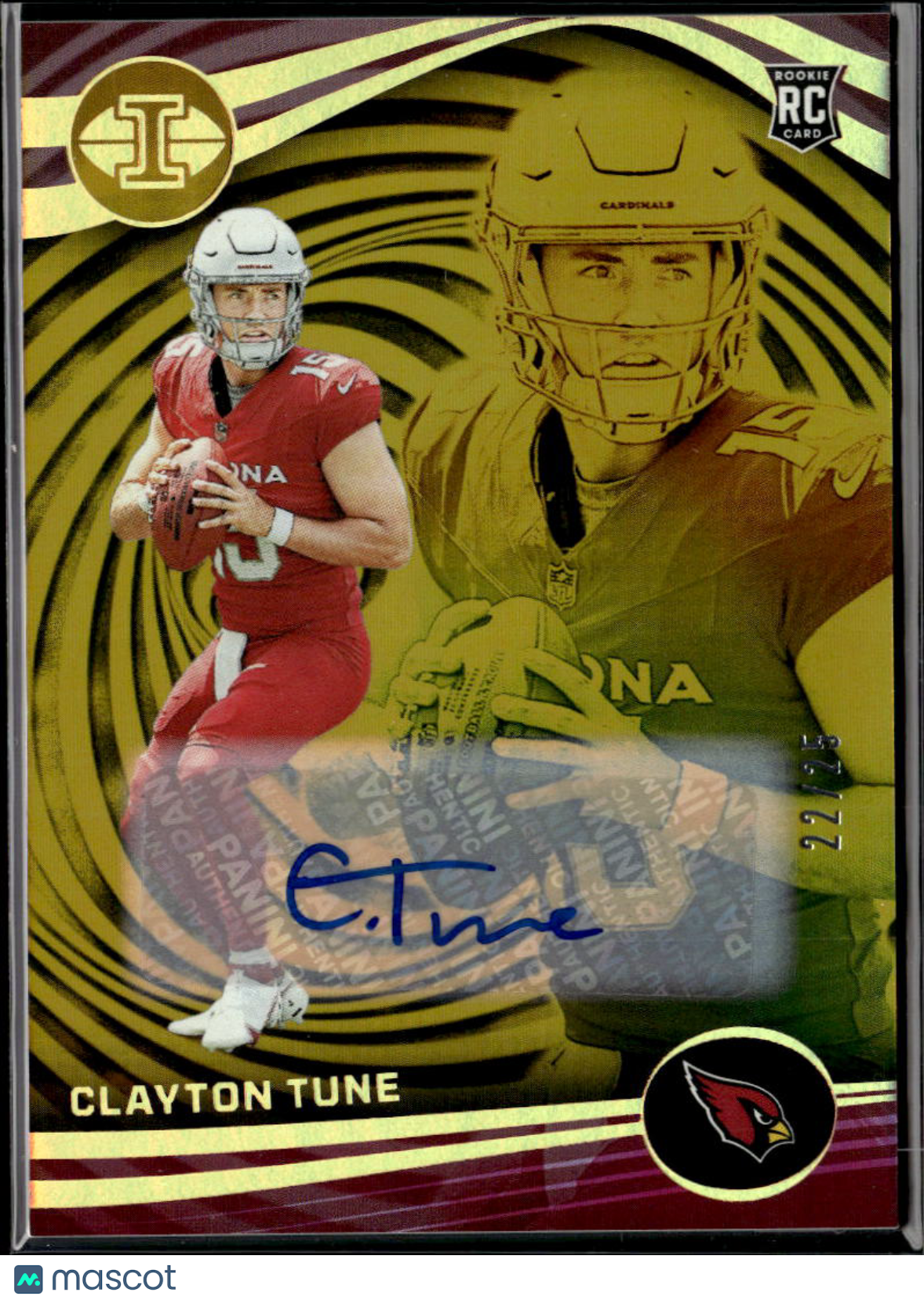 Clayton Tune 2024 Illusions GOLD RC Auto Autograph 22/25 Arizona Cardinals