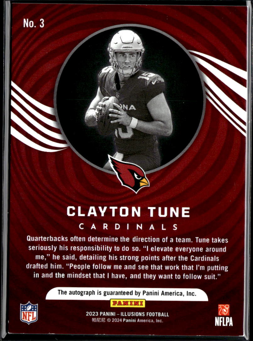 Clayton Tune 2024 Illusions GOLD RC Auto Autograph 22/25 Arizona Cardinals