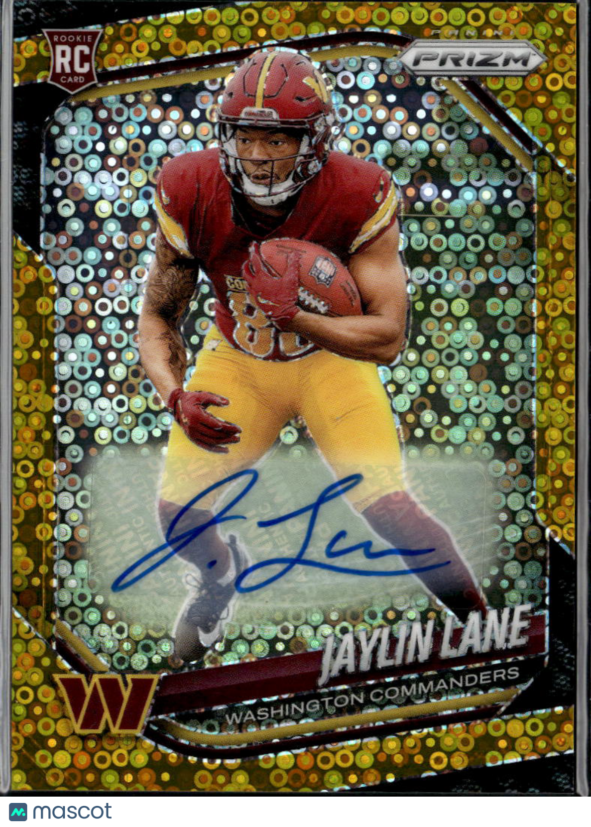 Jaylin Lane 2025 Prizm Auto Autograph GOLD Dicso Prizm RC 2/10 Commanders