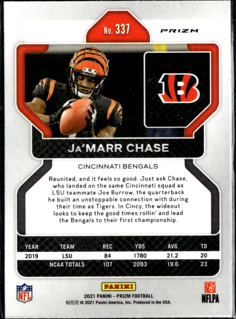 Ja'Marr Chase 2021 Prizm Orange Laser Prizm Rookie RC Cincinnati Bengals
