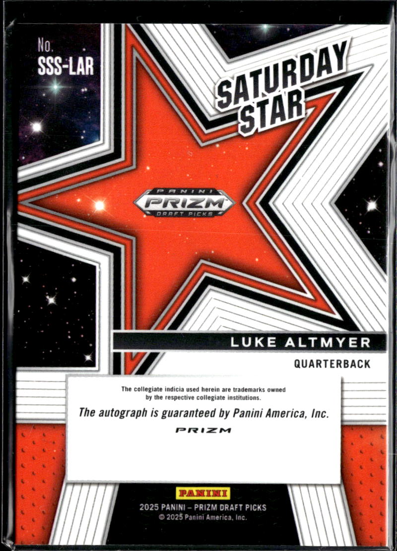 Luke Altmyer 2025 Prizm Draft Auto Autograph Silver RC Rookie Illinois