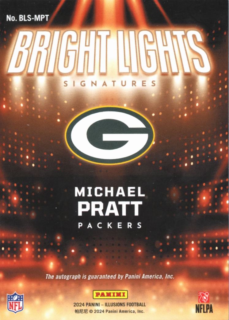 Michael Pratt 2024 Illusions Bright Lights Auto Autograph RC 145/299 Packers