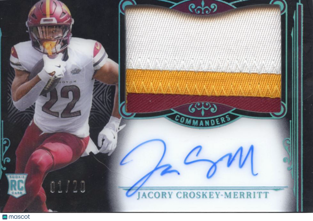 Jacory Croskey-Merritt 2025 National Treasures Autograph RC Patch /20 Commanders