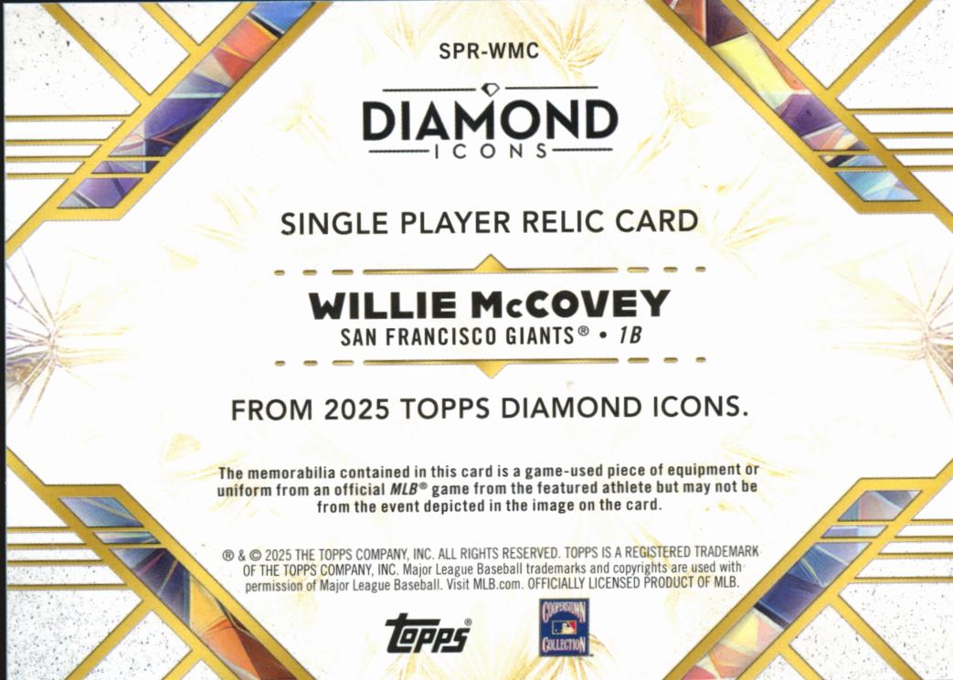 Willie McCovey 2025 Topps Diamond Icons Single Relic /10 San Francisco Giants