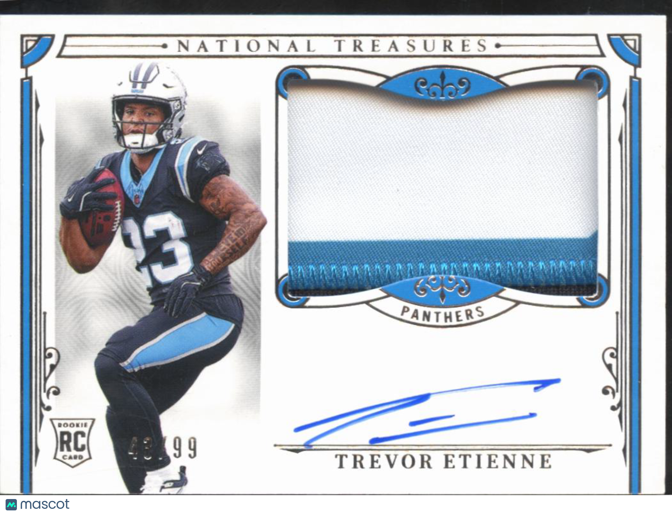 Trevor Etienne 2025 National Treasures Auto Autograph Patch RC 43/99 Panthers