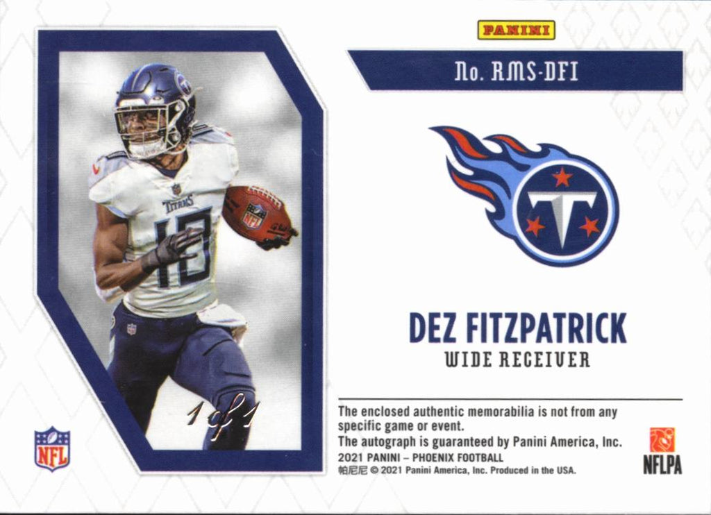 Dez Fitzpatrick 2021 Phoenix Auto Autograph NFL Sheild Patch 1/1 Titans