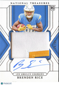 Brenden Rice 2025 National Treasures Patch RC Auto /99 Los Angeles Chargers