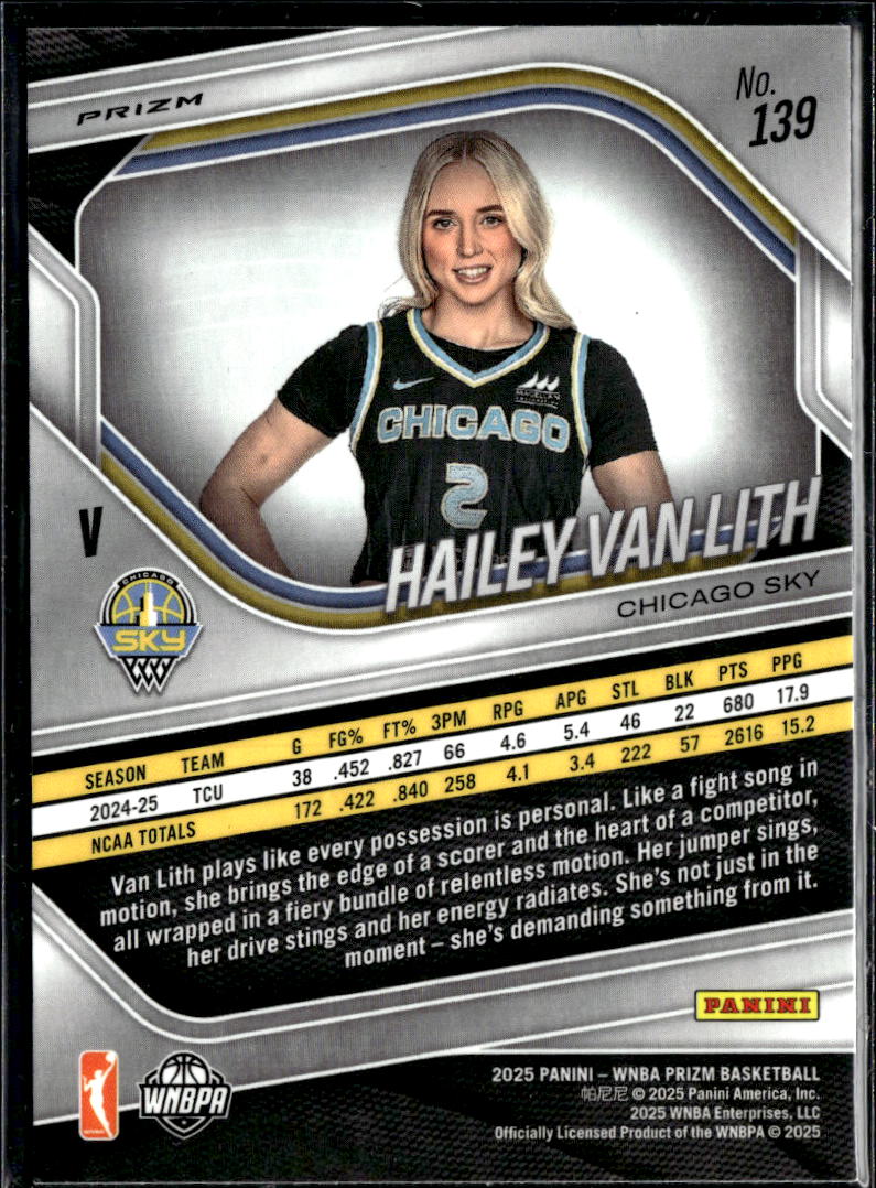 Hailey Van Lith 2025 Panini Prizm WNBA RC Blue Cracked Ice Chicago Sky