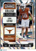 Liona Lefau 2025 Panini Contenders NIL College Ticket Swirl /199 Texas Longhorns