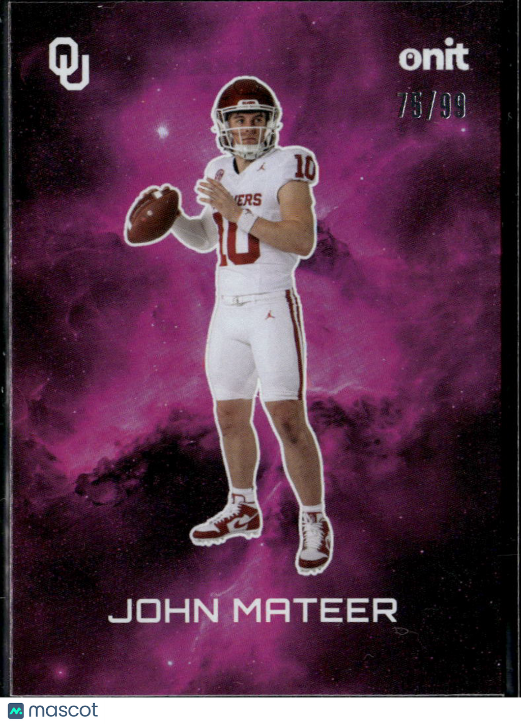 John Mateer 2025 Onit Athlete Purple Nebula /99 Oklahoma Sooners