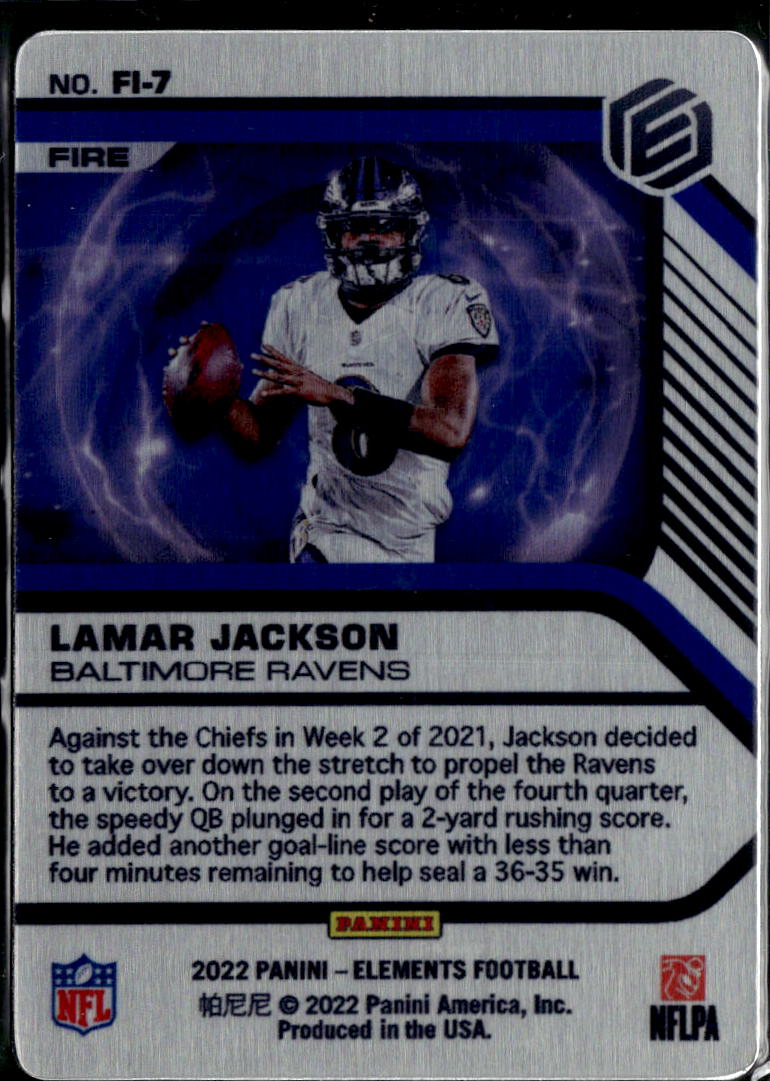Lamar Jackson 2022 Panini Elements Fire Case Hit Baltimore Ravens