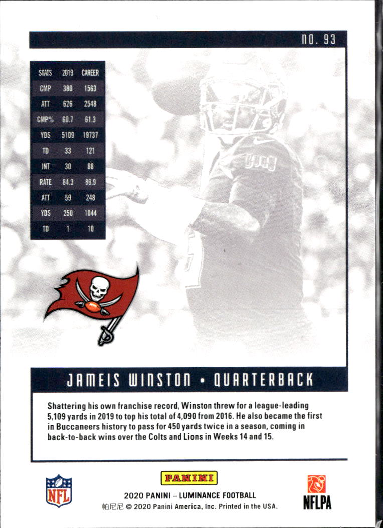 Jameis Winston 2020 Panini Luminance Red /25 Tampa Bay Buccaneers