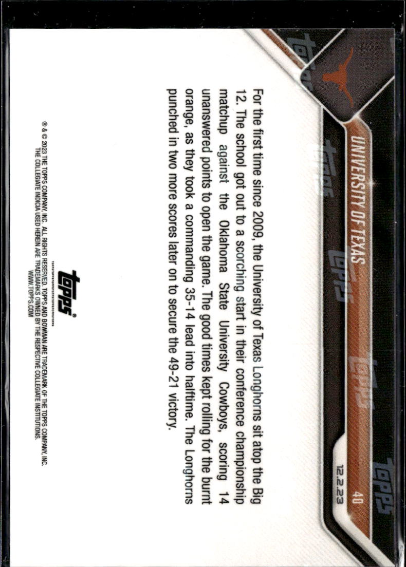 Steve Sarkisian 2023 Bowman Now University Purple /25 Texas Longhorns