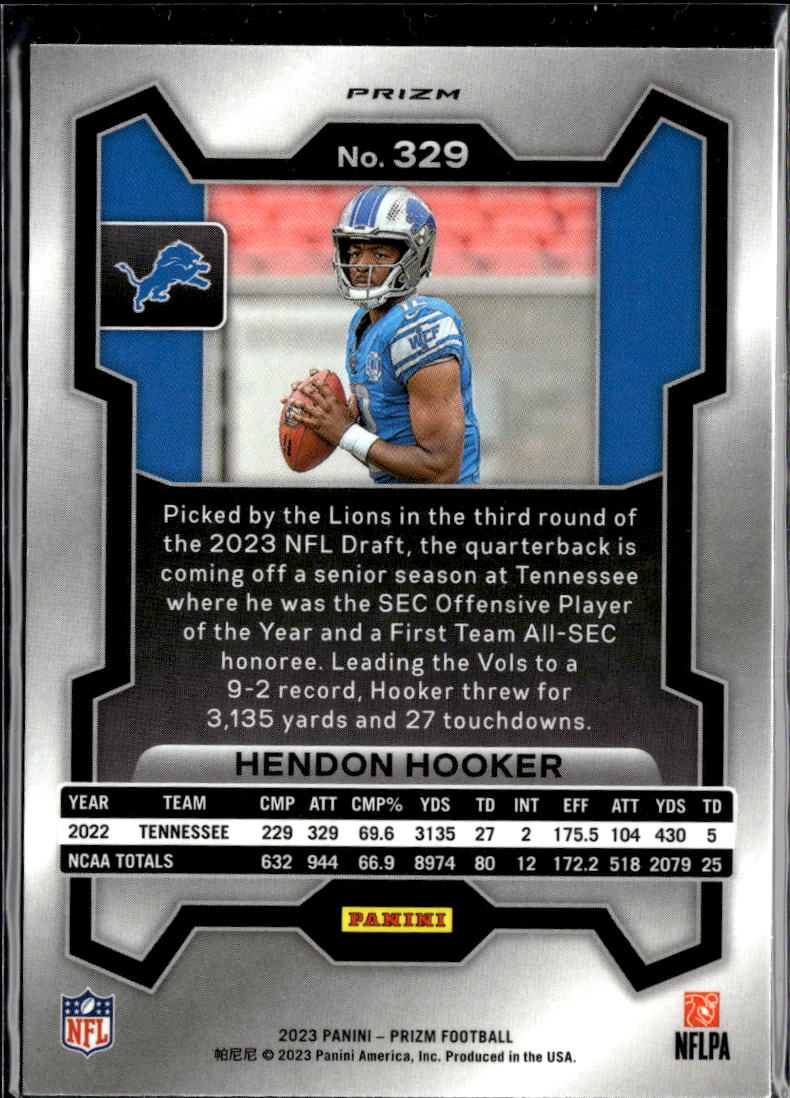 Hendon Hooker 2023 Panini Prizm RC Black And White Checkerboard Detroit Lions
