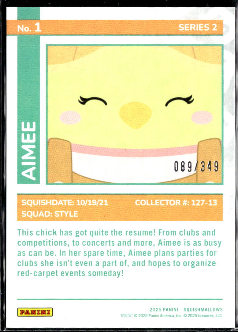 Aimee 2025 Panini Squishmallows Series 2 #1 /349