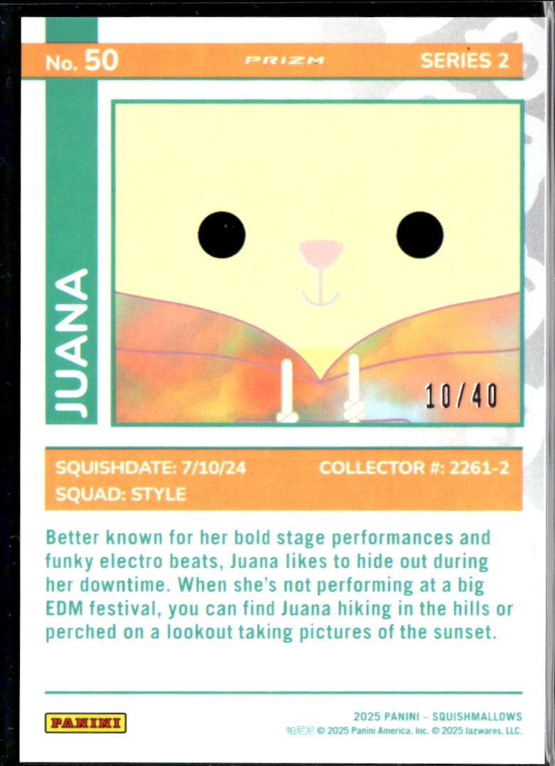 Juana 2025 Panini Prizm Squishmallows Series 2 #50 Blue /40