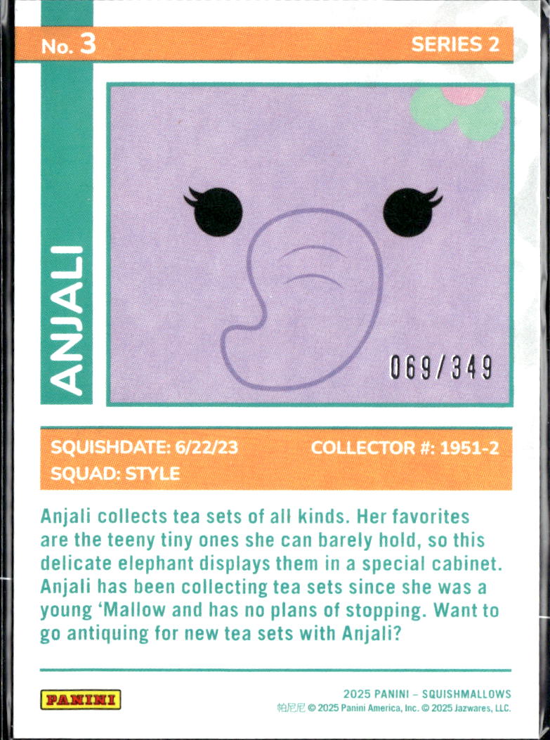 Anjali 2025 Panini Squishmallows Series 2 #3 Pink /349
