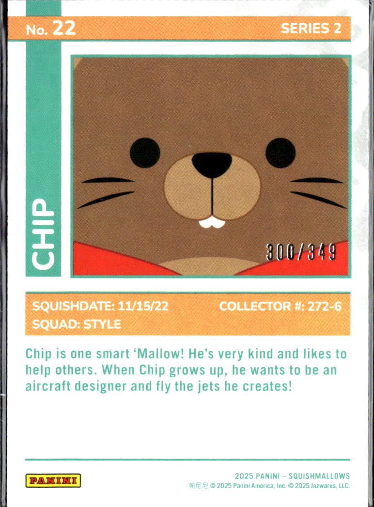 Chip 2025 Panini Squishmallows Series 2 #22 Pink /349