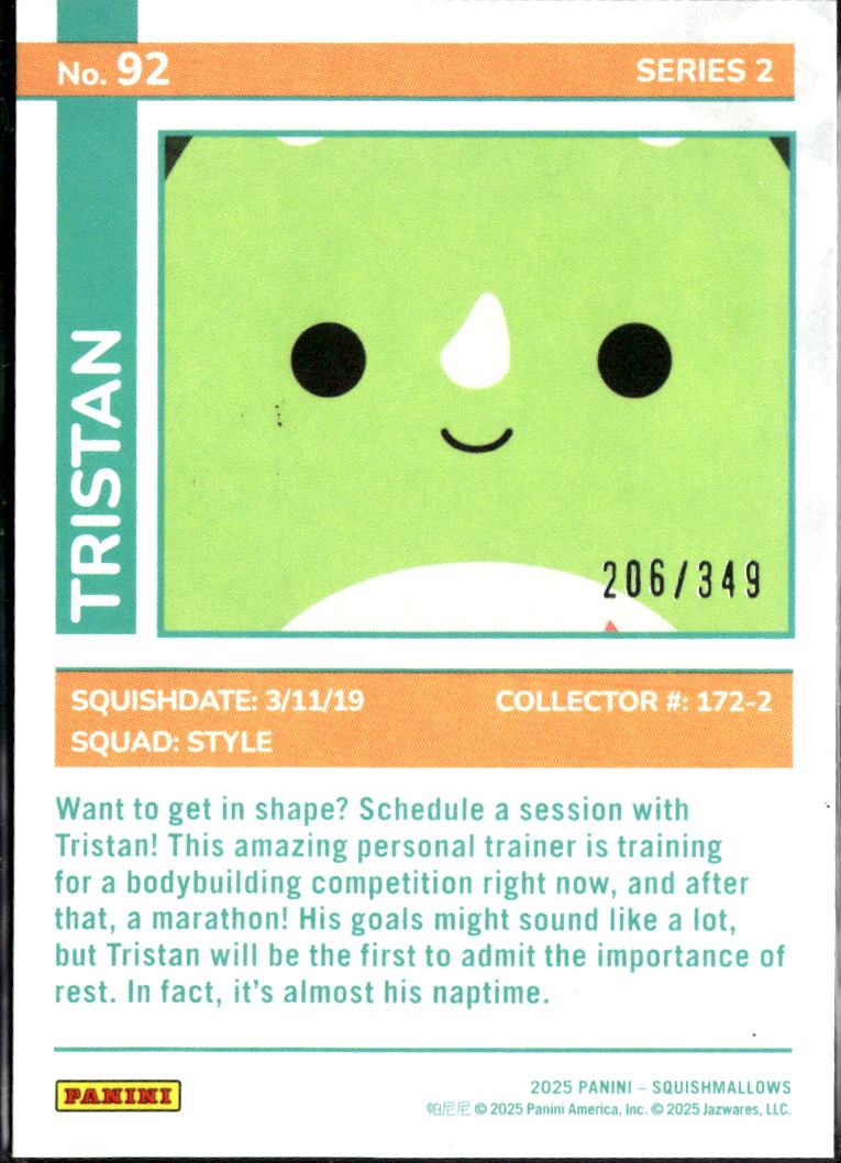 Tristan 2025 Panini Squishmallows Series 2 #92 Pink /349