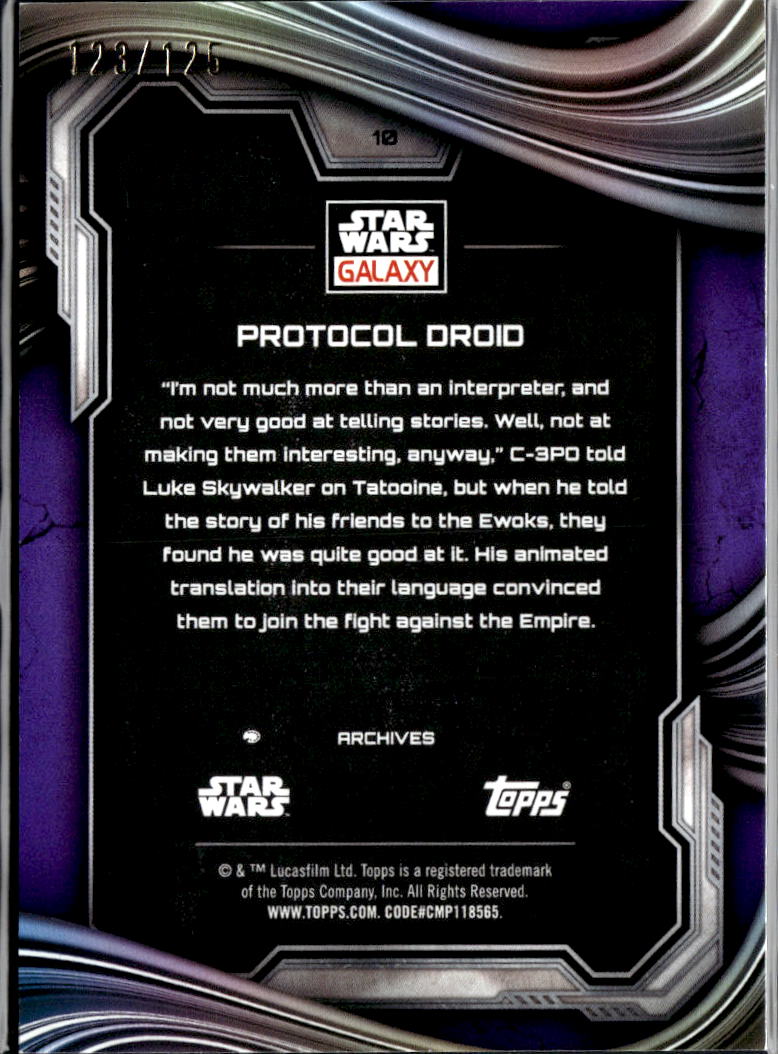 Protocol Droid 2021 Topps Star Wars Galaxy Chrome Purple Refractor 123/125 #18