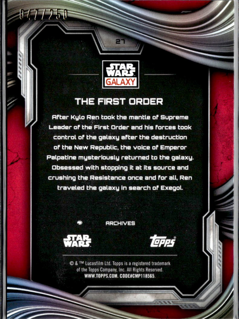 The First Order 2021 Topps Star Wars Galaxy Chrome Pink Lava Refractor 47/250