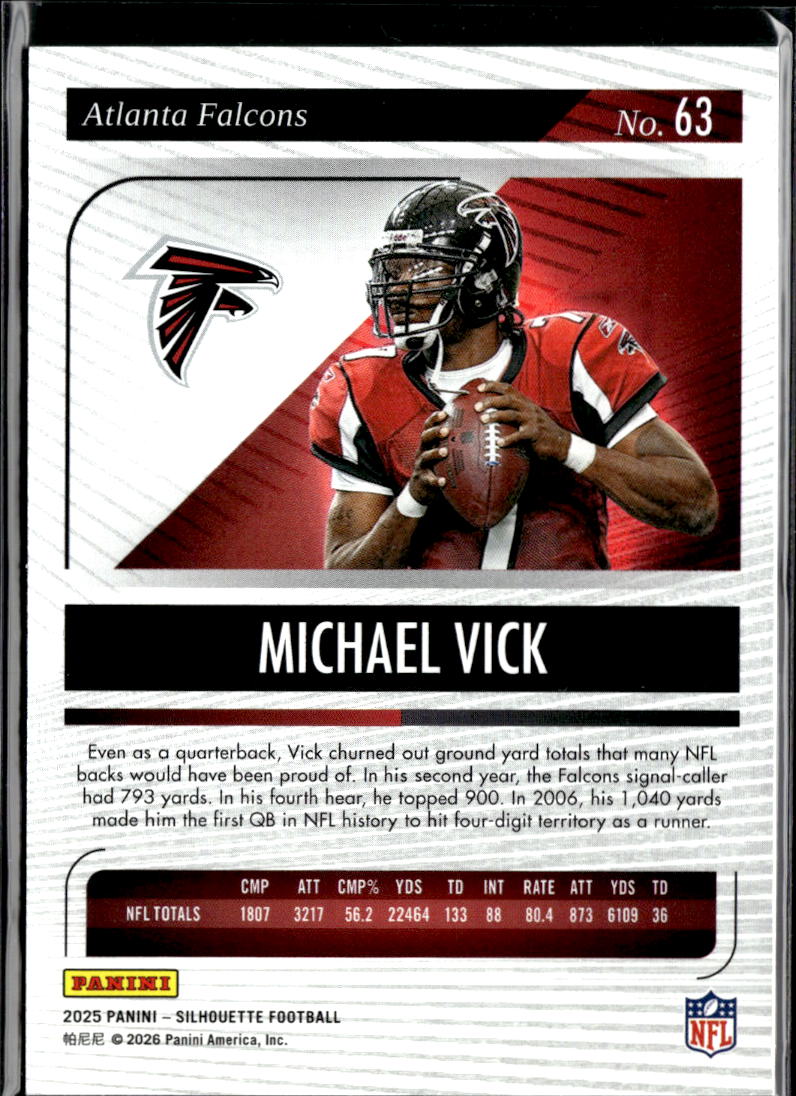 Michael Vick 2025 Silhouette GOLD 9/10 #63 Atlanta Falcons