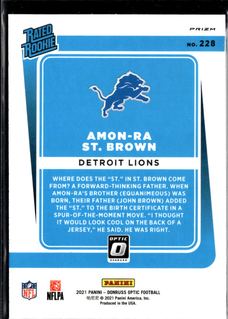 Amon-Ra St. Brown 2021 Optic Rated Rookie Red Mojo Detroit Lions