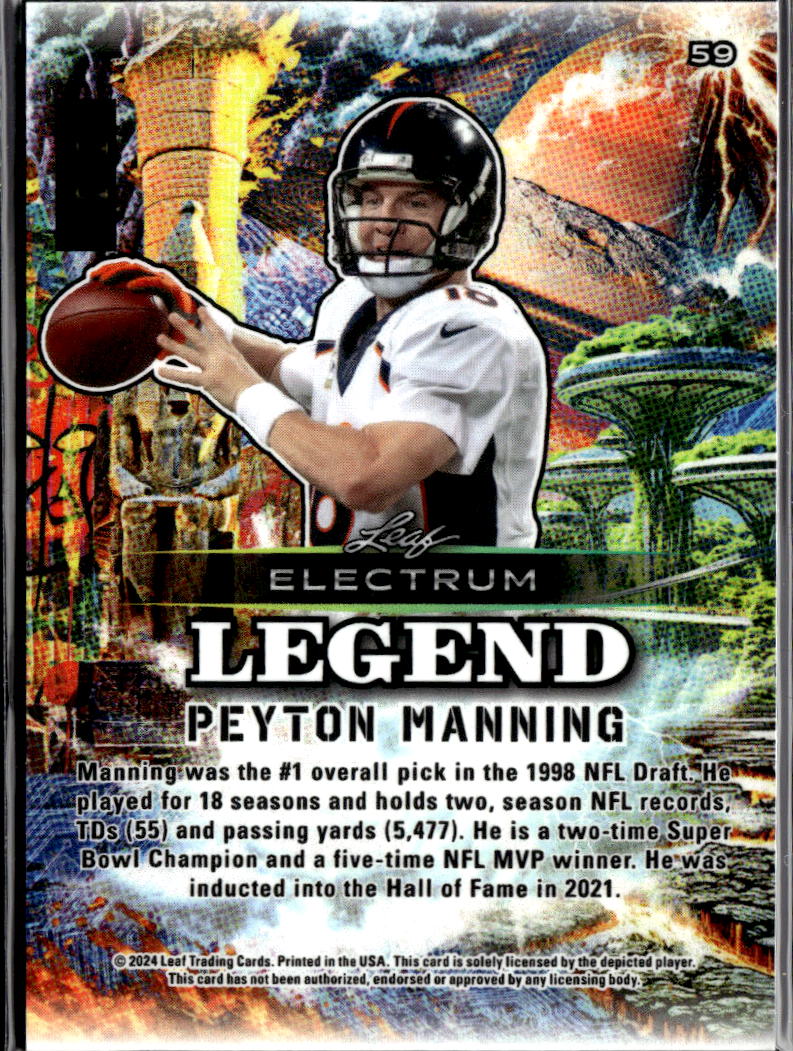 Peyton Manning 2024 Leaf Electrum Legend RED 2/2 Denver Broncos