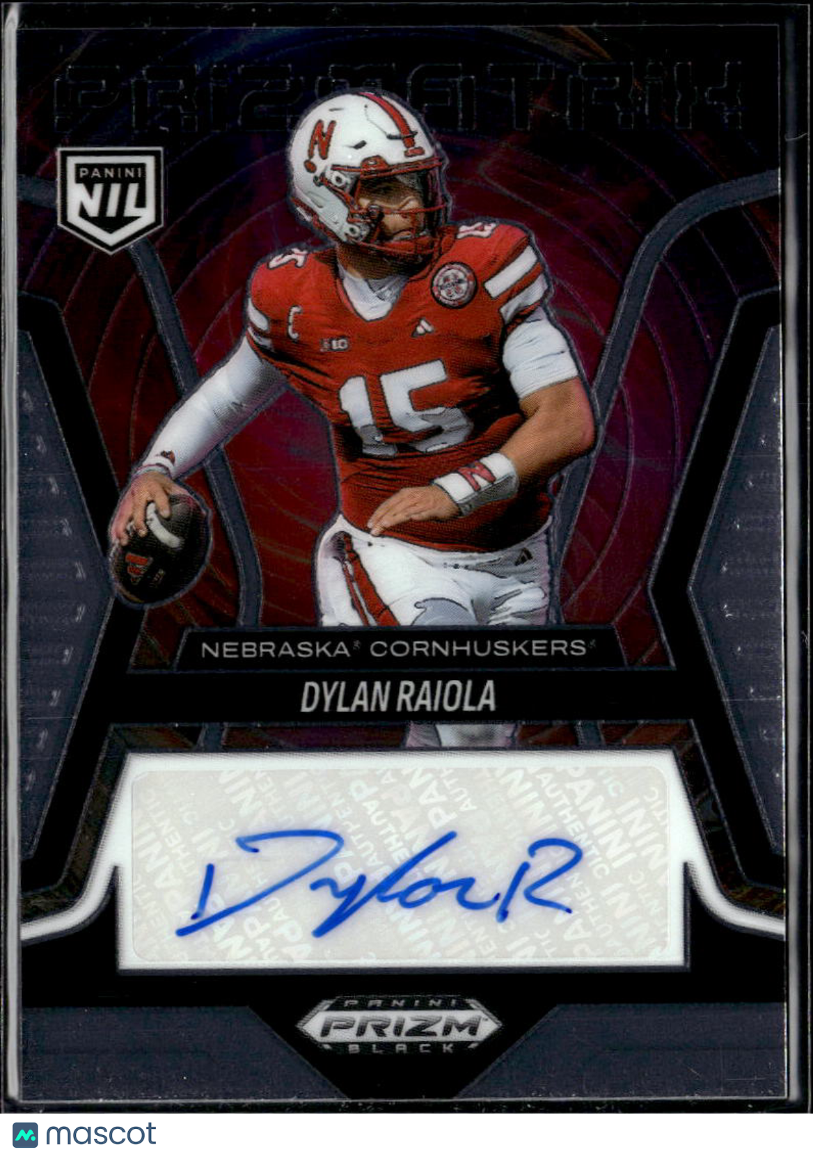 Dylan Raiola 2025 Prizm Black Auto Autograph RC Nebraska Cornhuskers