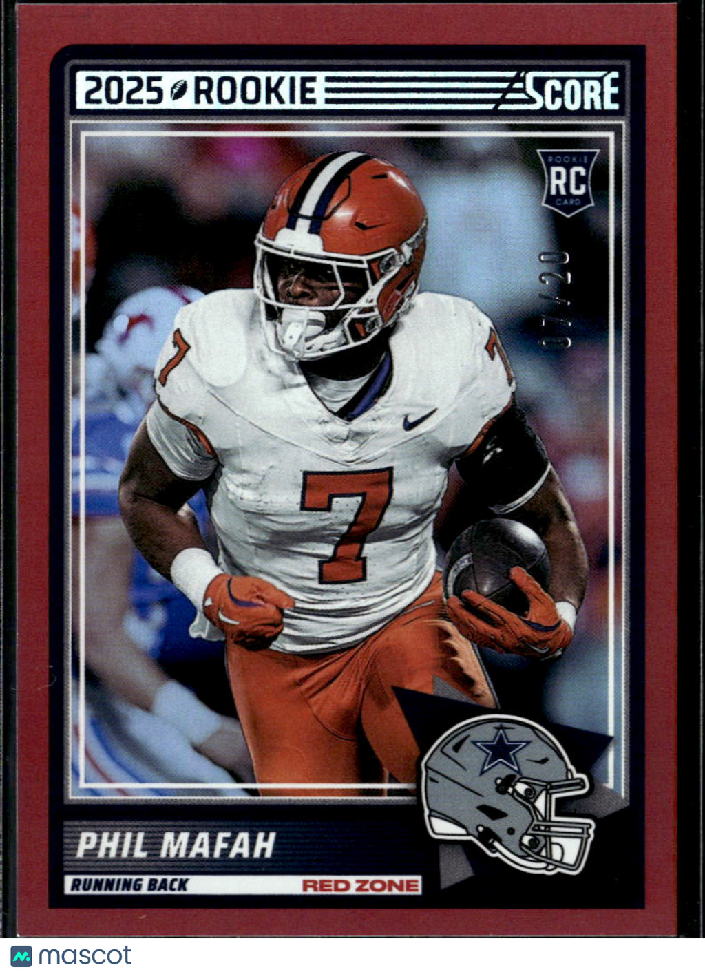 Phil Mafah 2025 Panini Score Football Red Zone /20 Dallas Cowboys