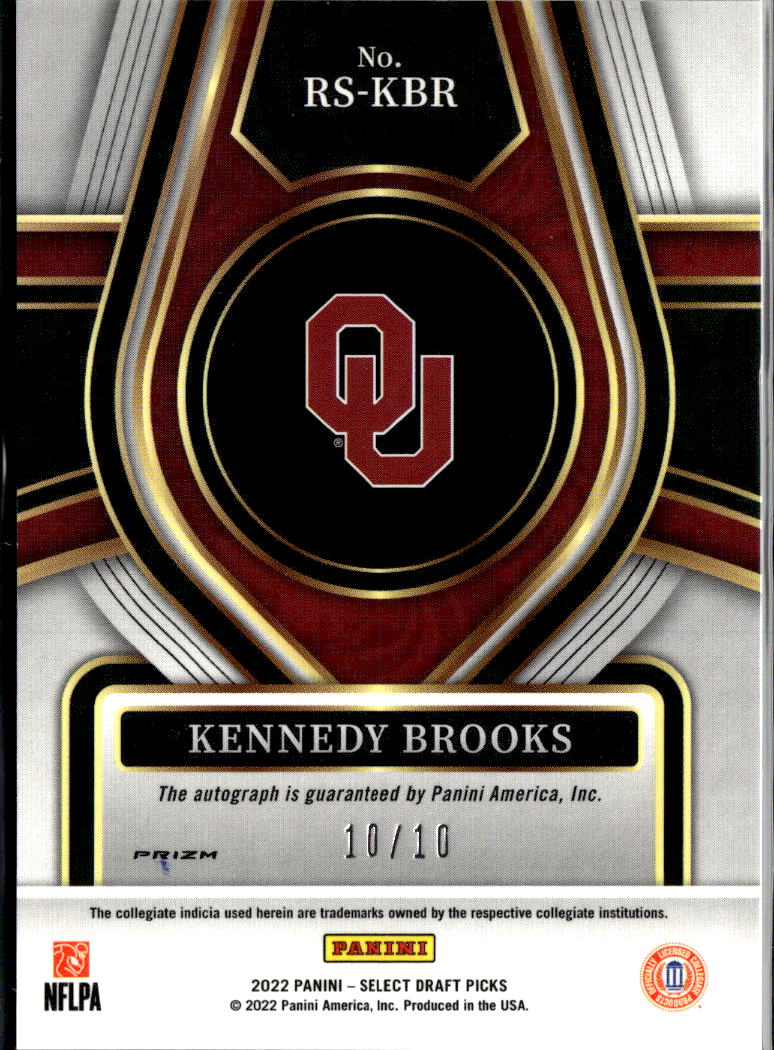 Kennedy Brooks 2022 Select GOLD Prizm Auto Autograph RC 10/10 Oklahoma Sooners