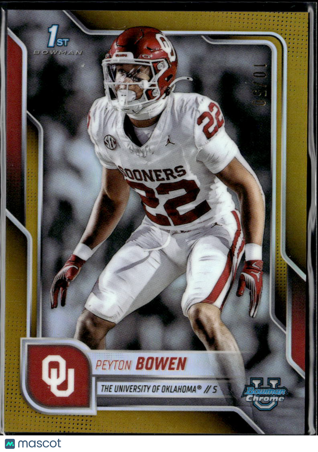 Peyton Bowen 2024 Bowman Chrome 1st GOLD Refractor 10/50 Oklahoma Sooners