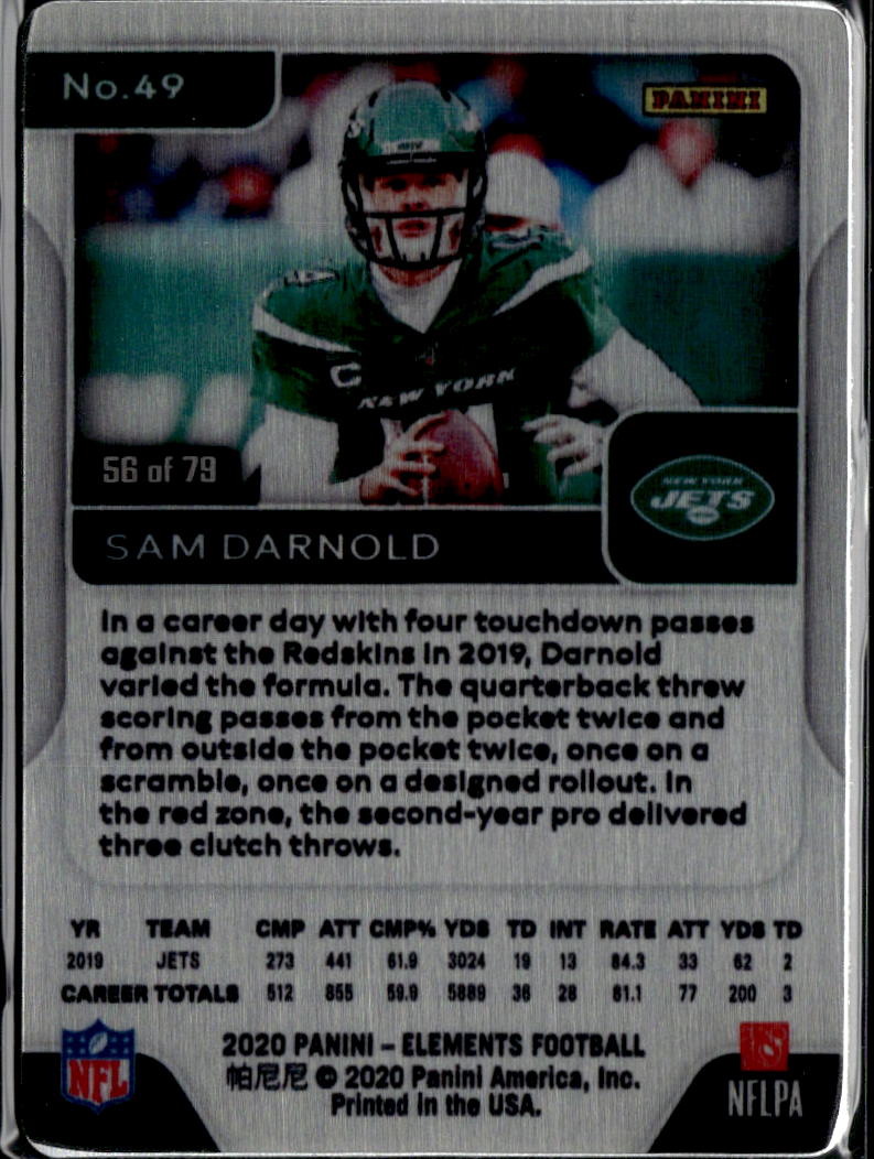 Sam Darnold 2020 Elements Gold Metal Card 56/79 New York Jets