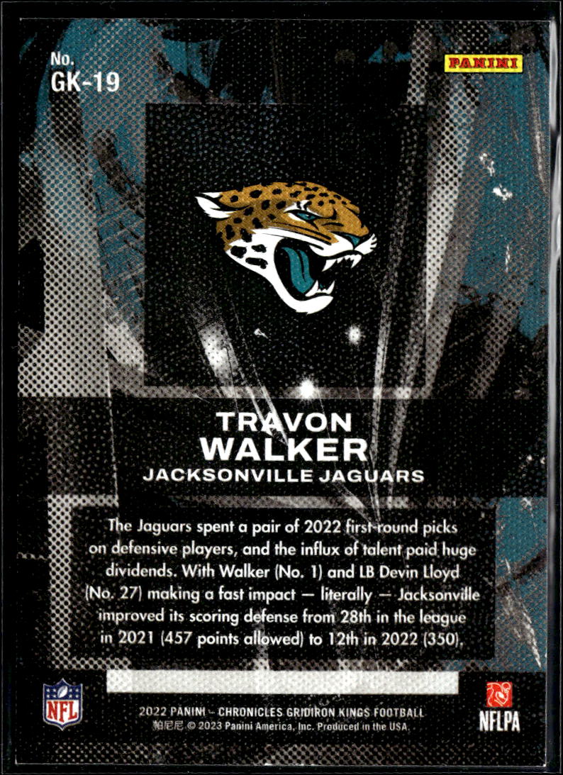 Travon Walker 2023  Chronicles Gridiron Kings Black SSP Rookie 4/35 Jaguars