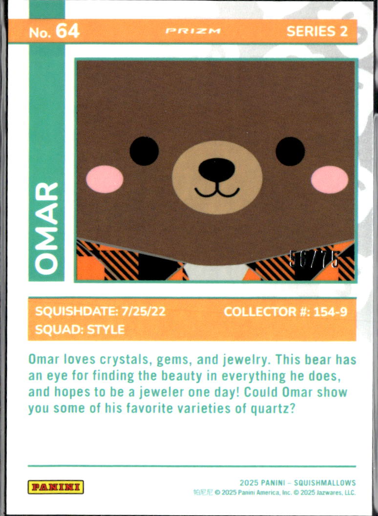 Omar 2025 Panini Squishmallows Prizm Series 2 56/75 #64