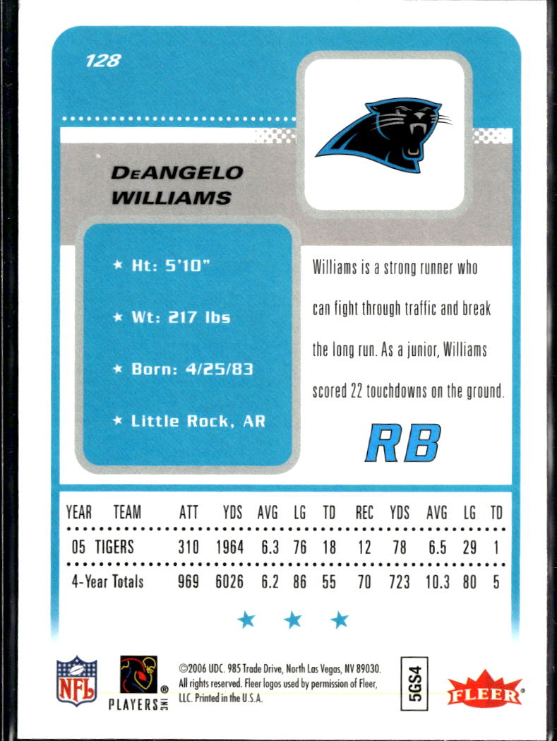 DeAngelo Williams 2006 Fleer Fleer Futures GOLD SSP RC Rookie Memphis Panthers