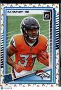 RJ Harvey 2025 Optic Rated Rookie Fire Emoji RC SSP Denver Broncos