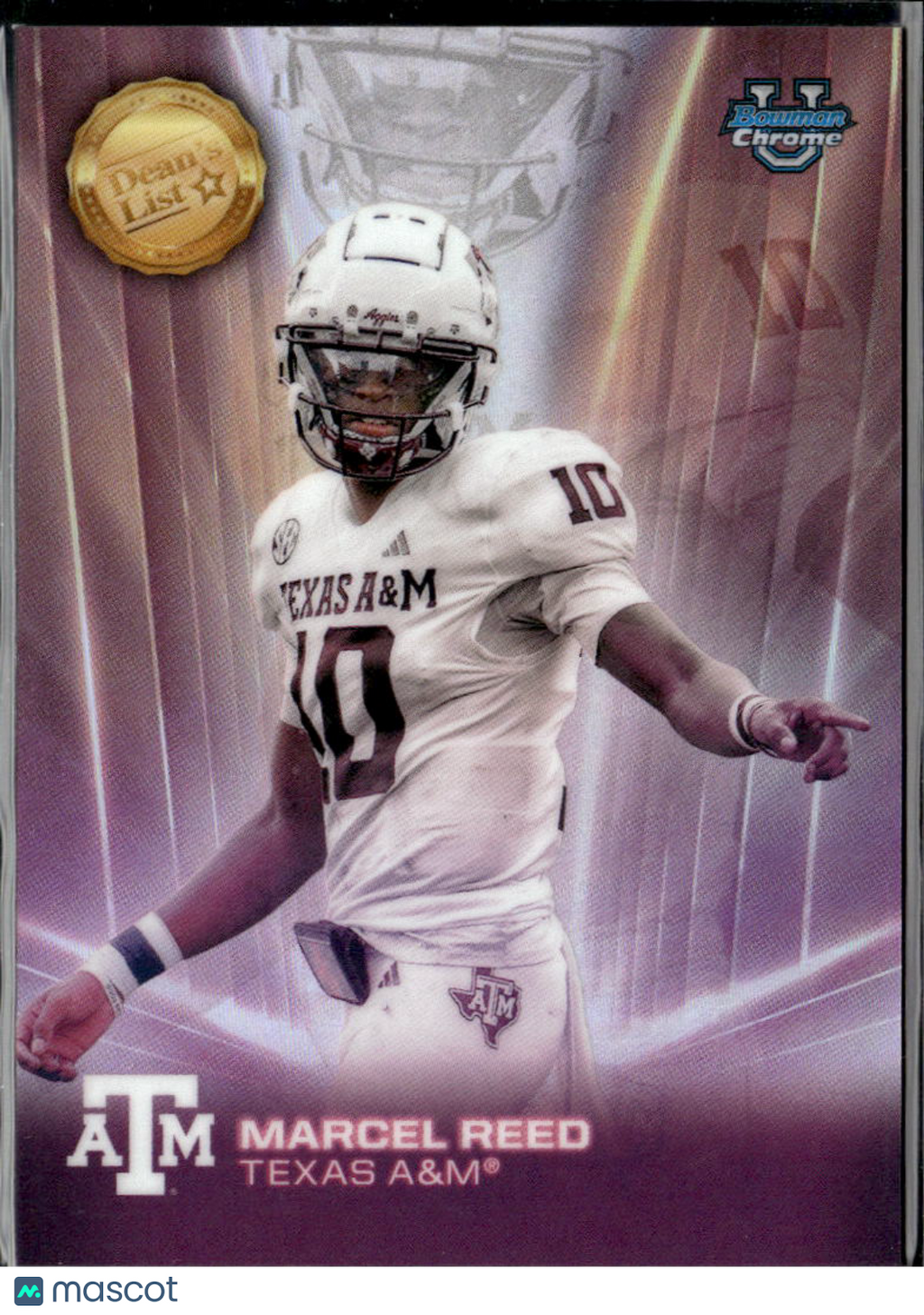 Marcel Reed 2025 Bowman Chrome Dean's List Texas SSP CASE HIT A&M Aggies