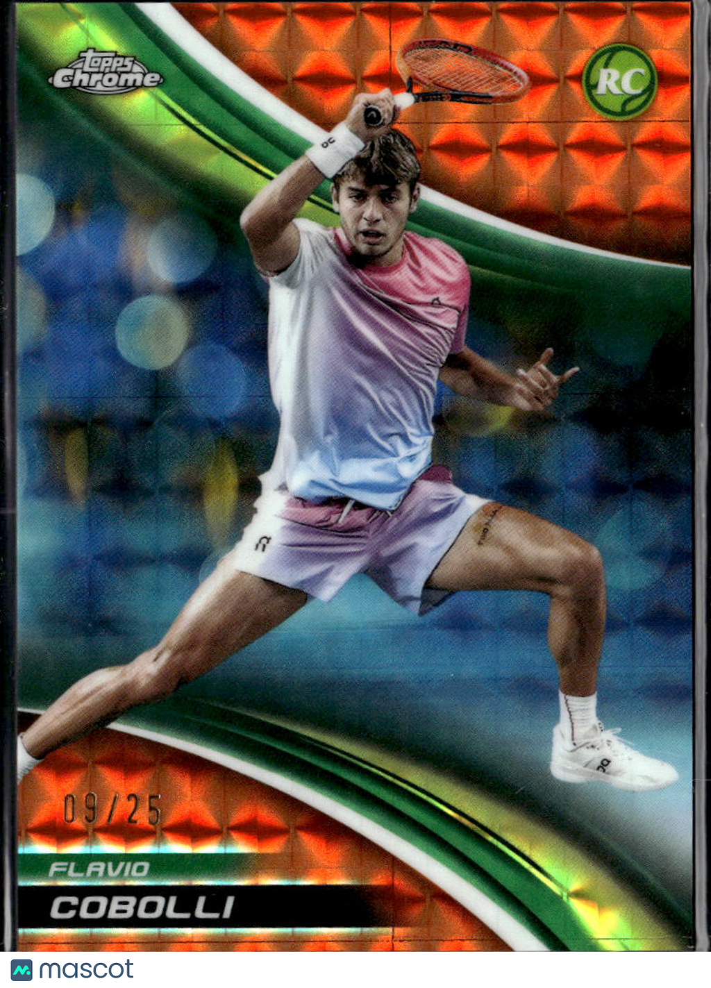 Flavio Cobolli 2025 Topps Chrome RC Orange Refractor Rookie 9/25