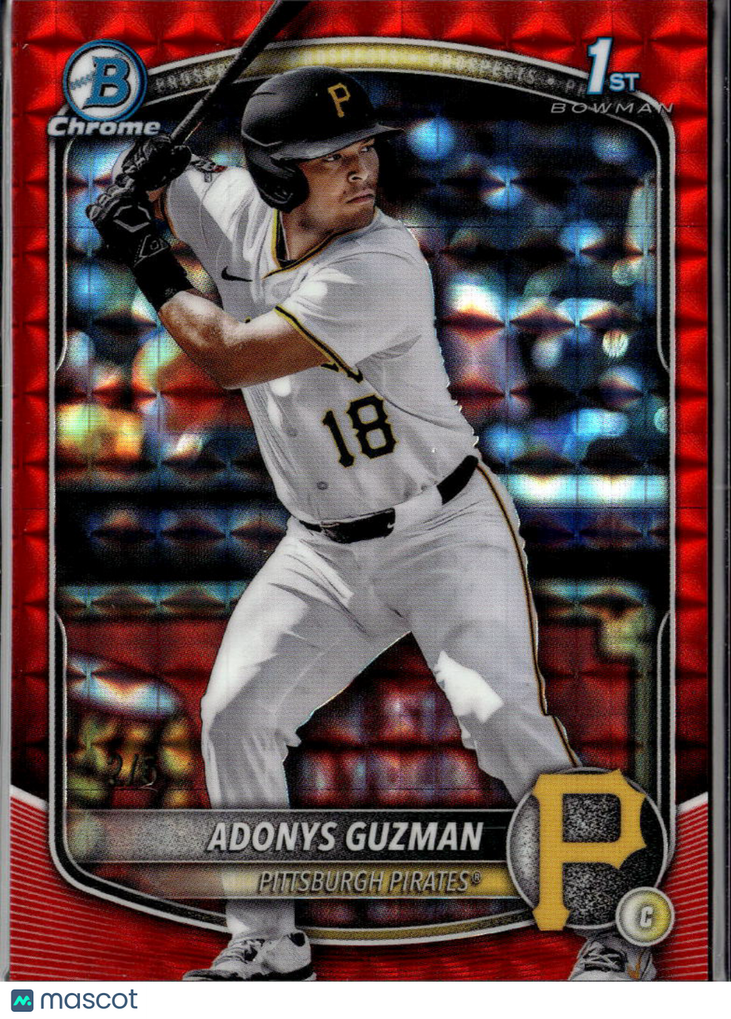 Adonys Guzman 2025 Bowman Chrome 1st Red Refractor RC 2/5 Pittsburgh Pirates
