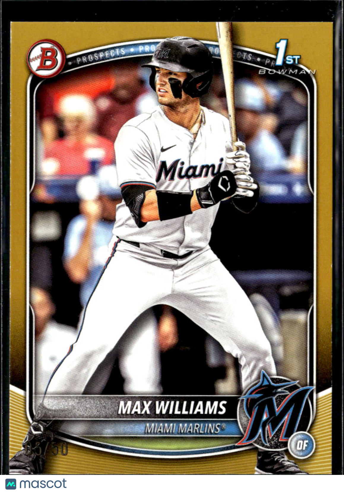 Max Williams 2025 Bowman 1st GOLD Rookie RC 5/50 Miami Marlins