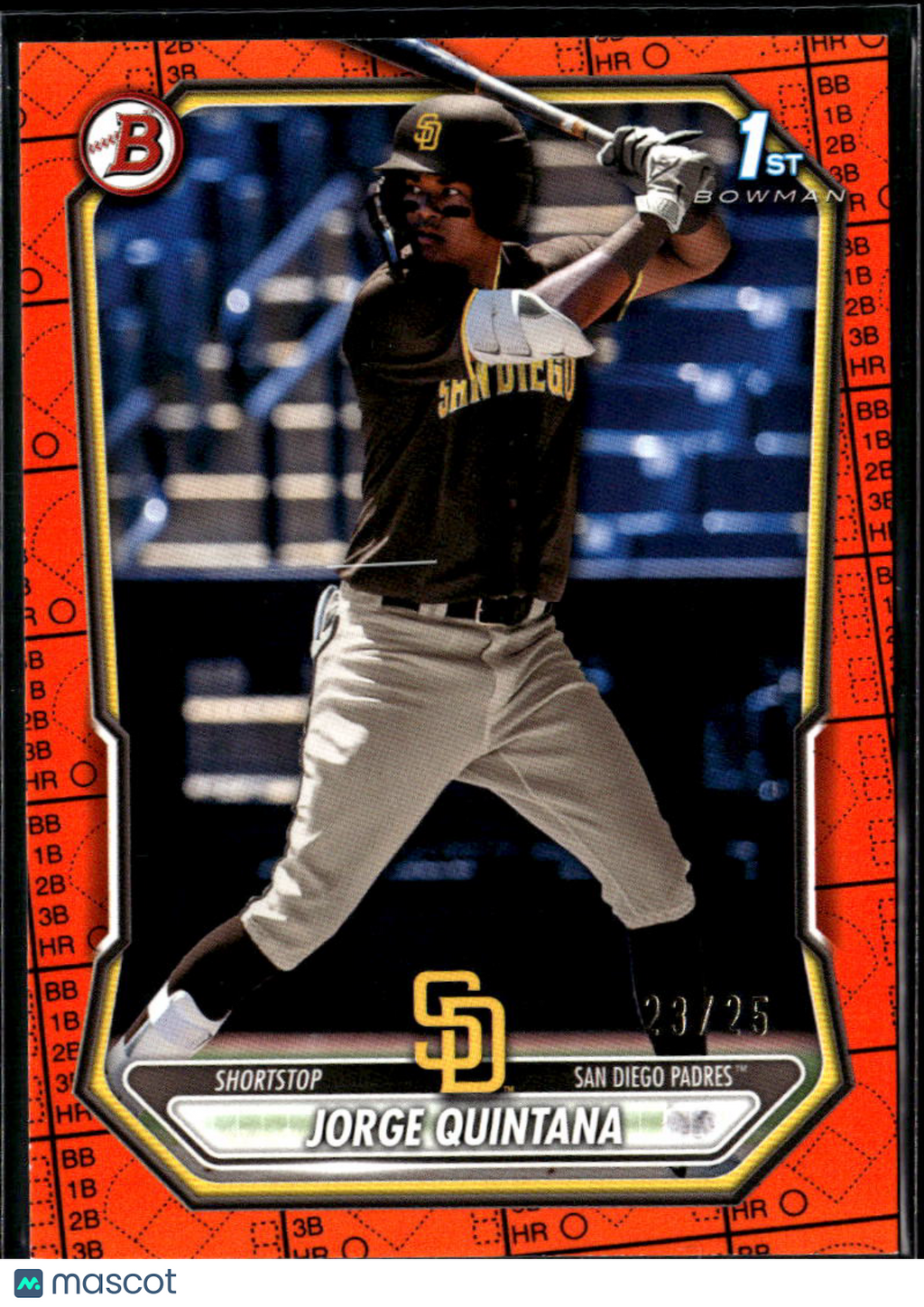 Jorge Quintana 2025 Bowman 1st Orange Rookie RC 23/25 San Diego Padres